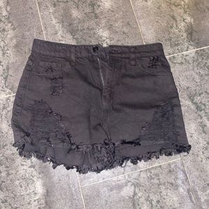 Fashion nova black ripped shorts
